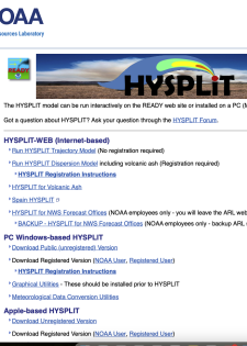 NOAA HySplit webpage
