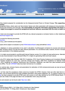 IPCC-EFDB webpage