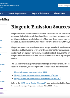 US EPA biogenic webpage